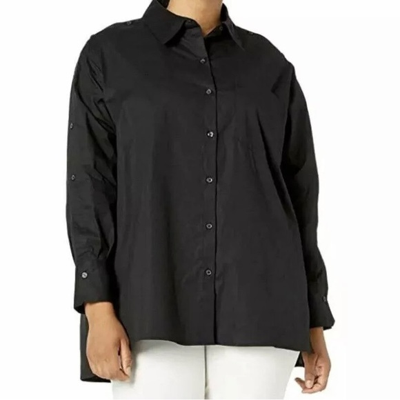 Dubgee By Whoopi Black Button Down Top - Picture 1 of 4